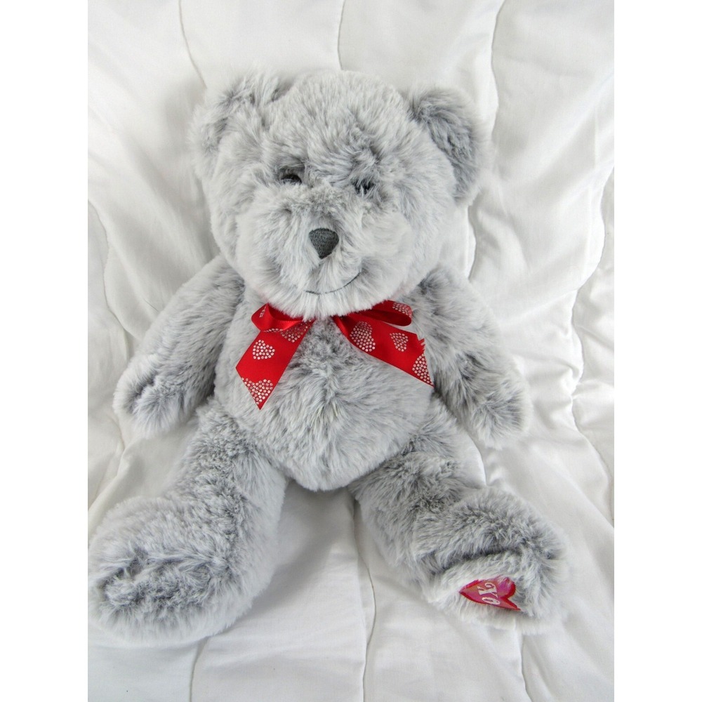 Walmart Gray Bear Red Bow XO Paw 14-inch Stuffed Animal Toy
